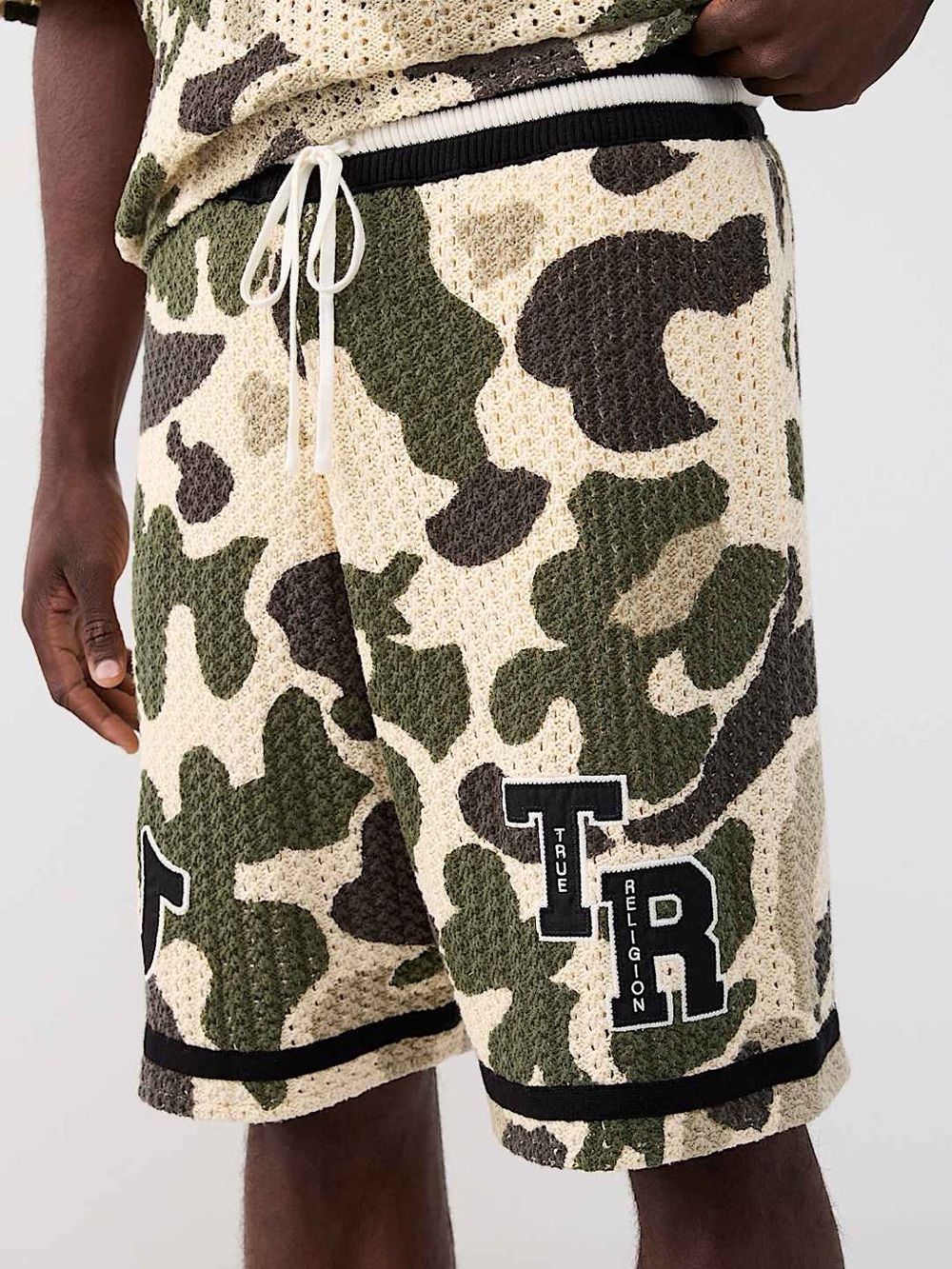 True Religion Open Knit Crochet Camo Short